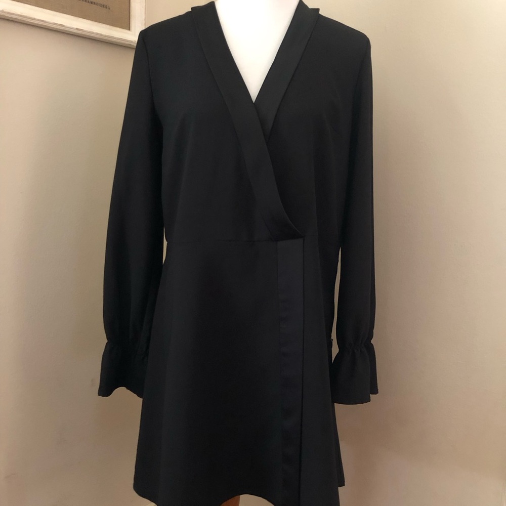 Gianni Bini Classic Black Long-Sleeve Wrap Dress